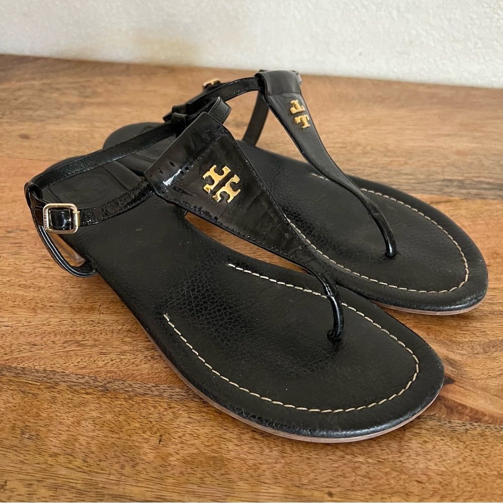 Tory Burch Leather T-Strap Sandals Women's Size 7.5 M